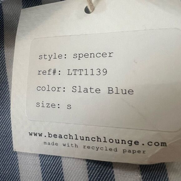 Beach Lunch Lounge Spencer slate blue striped button down shirt oversize - Picture 4 of 6
